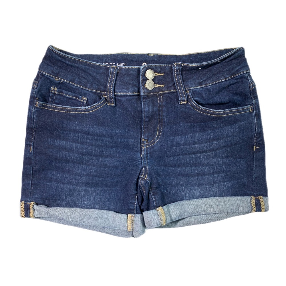 SO Clothing Juniors Denim Jean Dark Blue Shorts Women’s Size 3 26 Mid Rise Fit - Picture 7 of 7